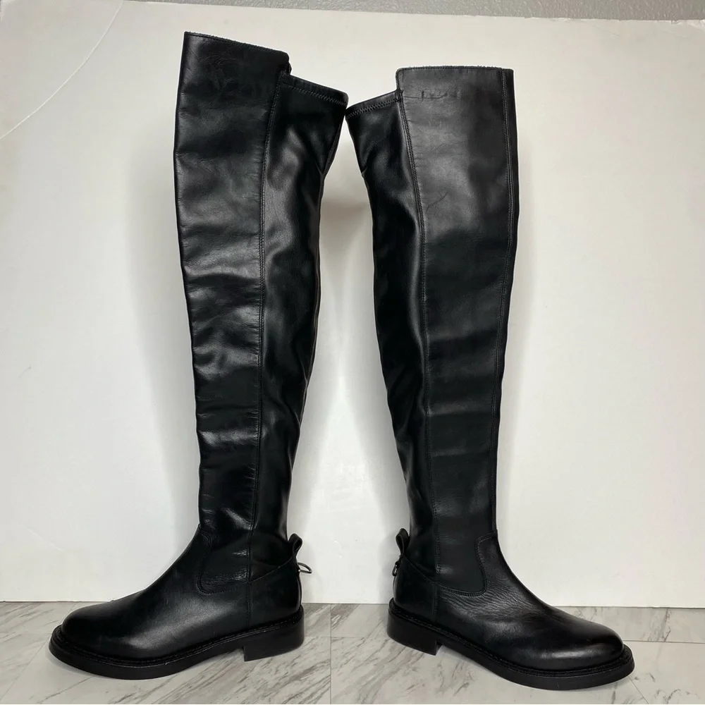 Sam Edelman Narisa Black Leather Over The Knee Boot 6 1/2 M